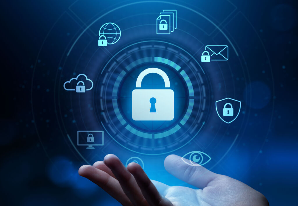 Cyber security Data Protection Information privacy antivirus virus defence internet technology concept. Cyber Security